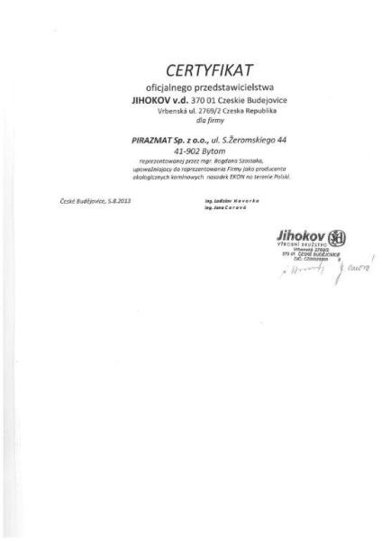 Certyfikat Jihokov